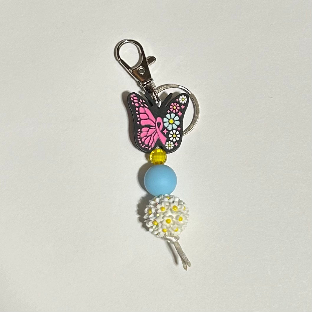 Breast Cancer Butterfly Keychain