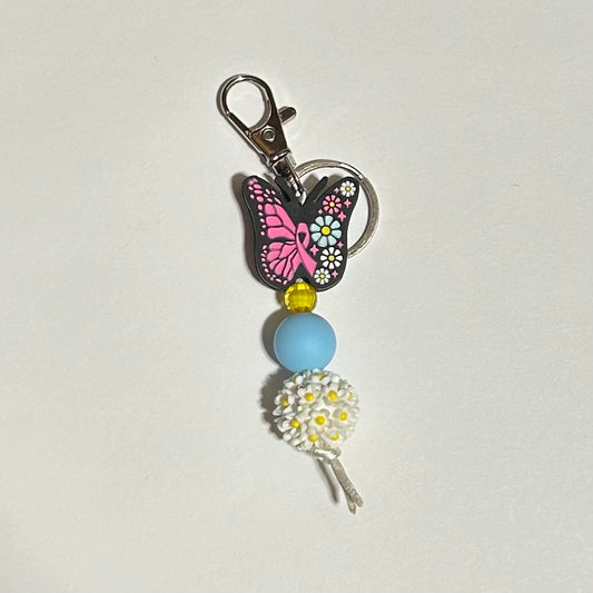 Breast Cancer Butterfly Keychain